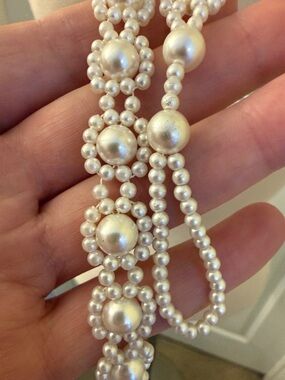 Pearl Beaded Lariat Necklace - White
